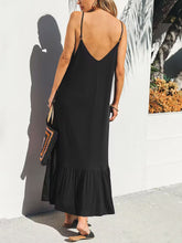 V-Neck Ruffled Hem Midi Cami Dress OutfitFlow